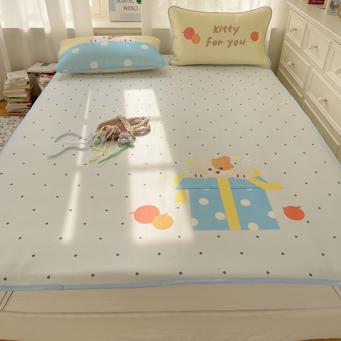 91家纺网 家纺一手货源 找家纺 顾里家纺 2025新款韩式Chic风冰感牛奶丝软席席子 会员➖5元 礼物小狗