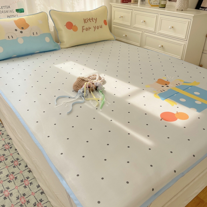 91家纺网 家纺一手货源 找家纺 顾里家纺 2025新款韩式Chic风冰感牛奶丝软席席子 会员➖5元 礼物小狗