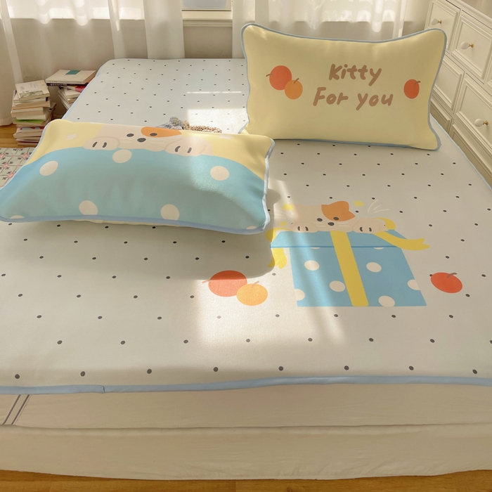 91家纺网 家纺一手货源 找家纺 顾里家纺 2025新款韩式Chic风冰感牛奶丝软席席子 会员➖5元 礼物小狗