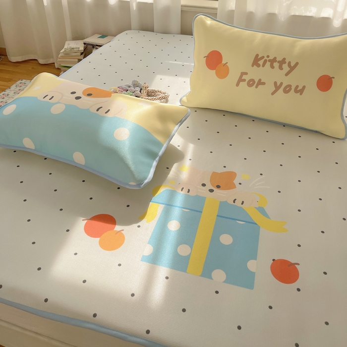 91家纺网 家纺一手货源 找家纺 顾里家纺 2025新款韩式Chic风冰感牛奶丝软席席子 会员➖5元 礼物小狗