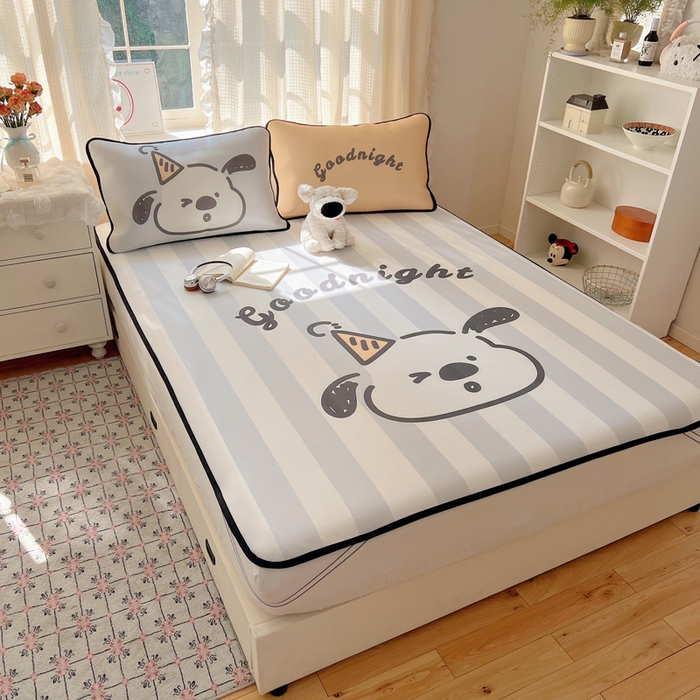 91家纺网 家纺一手货源 找家纺 顾里家纺 2025新款韩式Chic风冰感牛奶丝软席席子 会员➖5元 帽子小狗