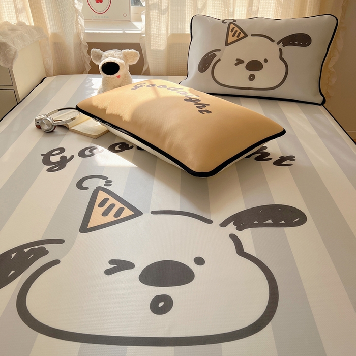 91家纺网 家纺一手货源 找家纺 顾里家纺 2025新款韩式Chic风冰感牛奶丝软席席子 会员➖5元 帽子小狗