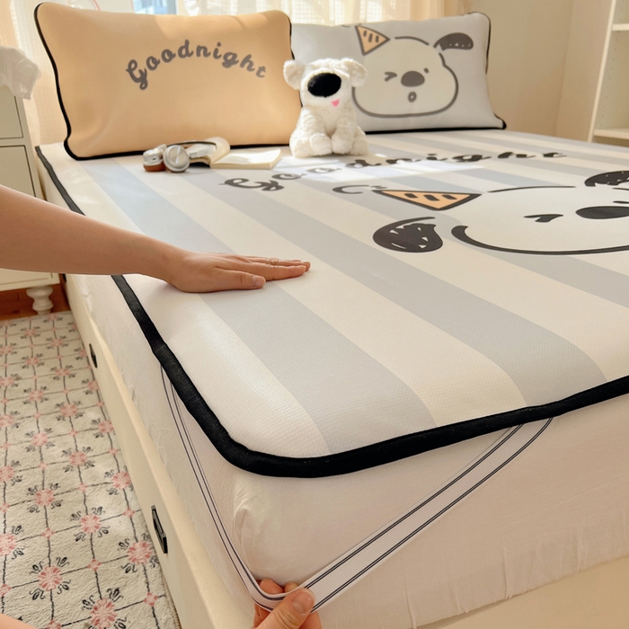 91家纺网 家纺一手货源 找家纺 顾里家纺 2025新款韩式Chic风冰感牛奶丝软席席子 会员➖5元 帽子小狗