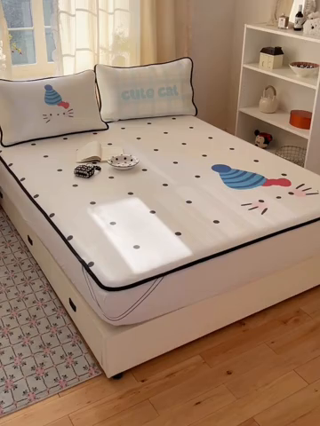 91家纺网 家纺一手货源 找家纺 顾里家纺 2025新款韩式Chic风冰感牛奶丝软席席子 会员➖5元 波点花猫