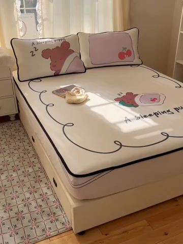 91家纺网 家纺一手货源 找家纺 顾里家纺 2025新款韩式Chic风冰感牛奶丝软席席子 会员➖5元 懒觉小狗