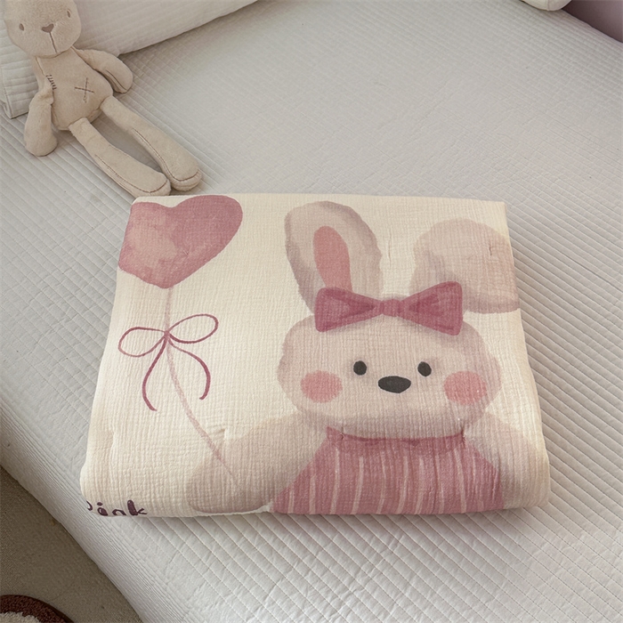 91家纺网 家纺一手货源 找家纺 暖生活 2025新款全棉纯棉皱皱纱大版多功能豆豆被夏被夏凉被空调被 小兔宝宝