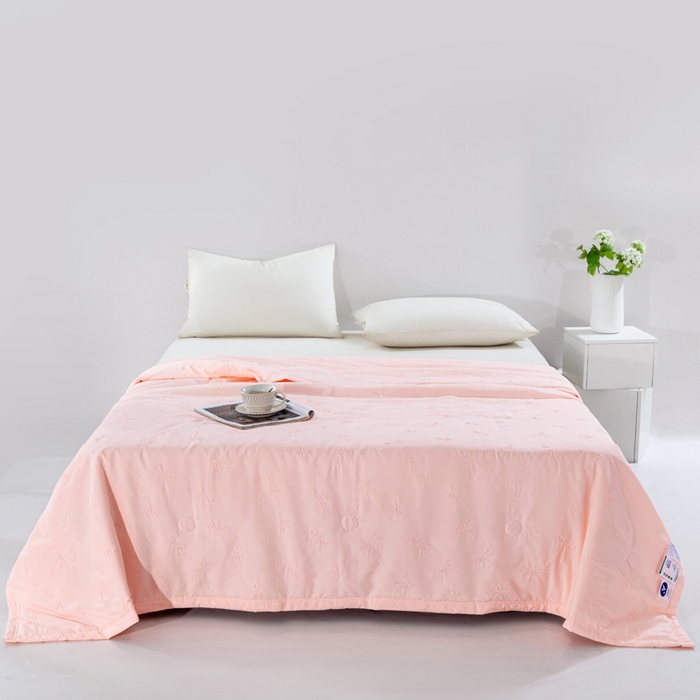 宝宝纱2025新款5D压花针织水洗棉夏被 半夏粉