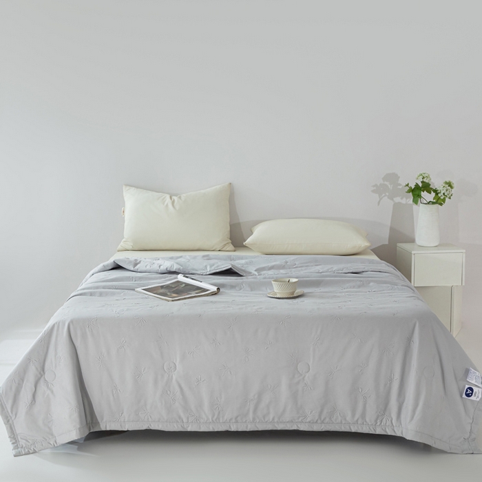 宝宝纱2025新款5D压花针织水洗棉夏被 小半浅灰