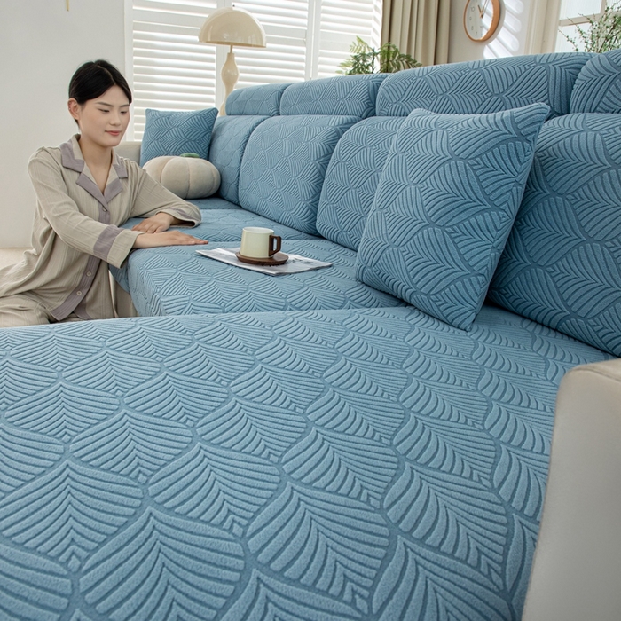 91家纺网 家纺一手货源 找家纺 沐沐2026新款和悦沙发笠 孔雀蓝