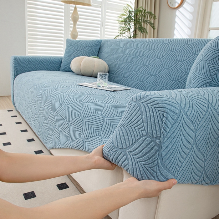 91家纺网 家纺一手货源 找家纺 沐沐2026新款和悦沙发套 孔雀蓝