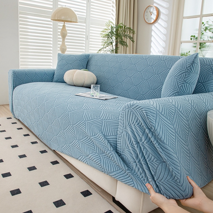 91家纺网 家纺一手货源 找家纺 沐沐2026新款和悦沙发套 孔雀蓝