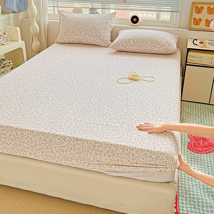 妖妖2025印花水洗单床笠 乐园小兔