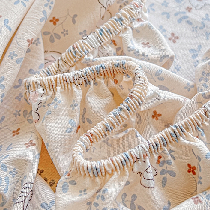 91家纺网 家纺一手货源 找家纺 妖妖2025印花水洗单床笠 乐园小兔