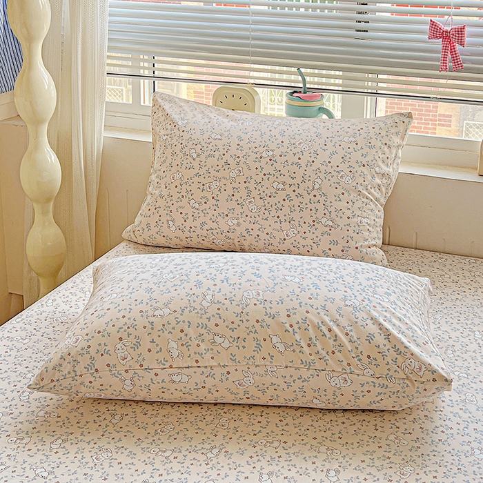 91家纺网 家纺一手货源 找家纺 妖妖2025印花水洗单床笠 乐园小兔