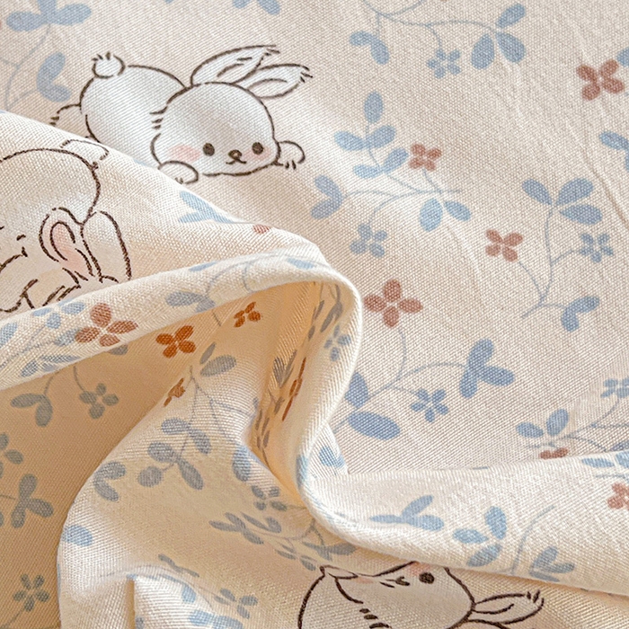 91家纺网 家纺一手货源 找家纺 妖妖2025印花水洗单床笠 乐园小兔