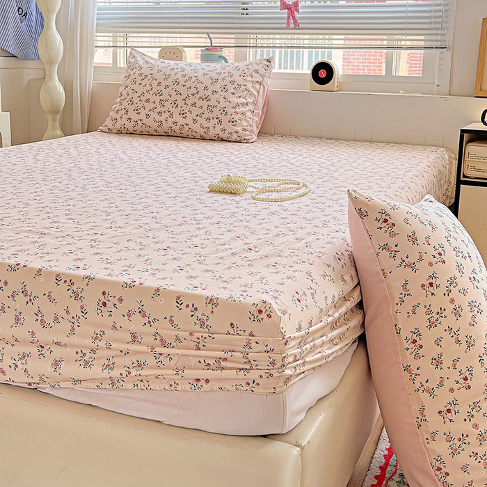 91家纺网 家纺一手货源 找家纺 妖妖2025印花水洗单床笠 玫瑰之约