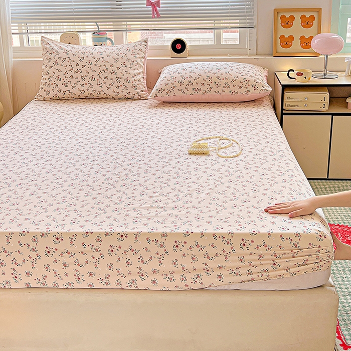 91家纺网 家纺一手货源 找家纺 妖妖2025印花水洗单床笠 玫瑰之约