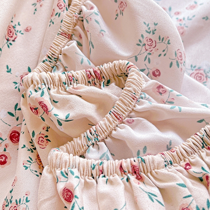 91家纺网 家纺一手货源 找家纺 妖妖2025印花水洗单床笠 玫瑰之约