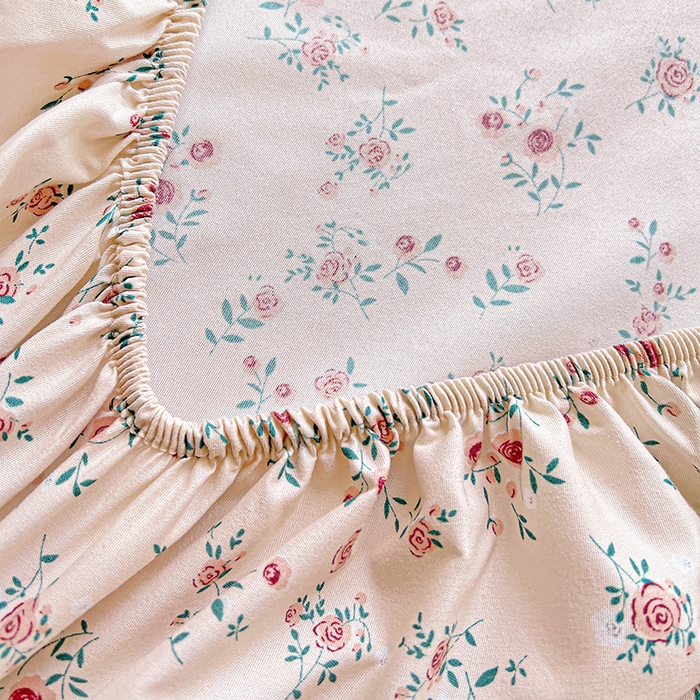 91家纺网 家纺一手货源 找家纺 妖妖2025印花水洗单床笠 玫瑰之约