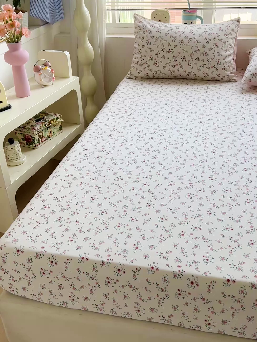 91家纺网 家纺一手货源 找家纺 妖妖2025印花水洗单床笠 玫瑰之约