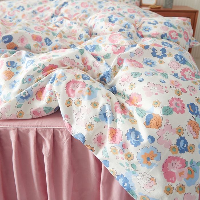 91家纺网 家纺一手货源 找家纺 （总）【厂家特供】爱妮玖玖 素印双拼单层床裙四件套