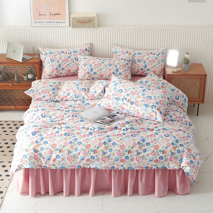 （总）【厂家特供】爱妮玖玖 素印双拼单层床裙四件套