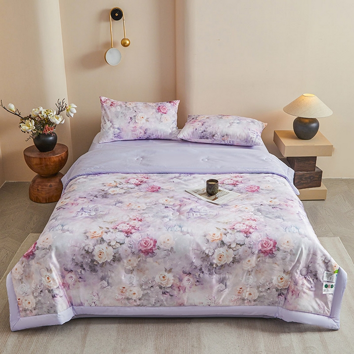 91家纺网 家纺一手货源 找家纺 （总）兴邦 2026新款直播爆款夏被花香凉感数码印花夏凉被空调被可机洗被芯-外贸跨境