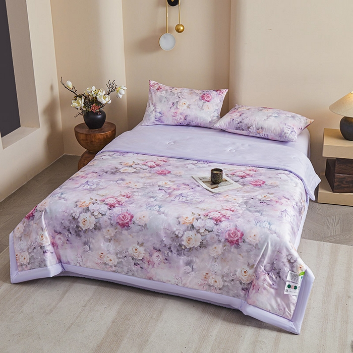 91家纺网 家纺一手货源 找家纺 （总）兴邦 2026新款直播爆款夏被花香凉感数码印花夏凉被空调被可机洗被芯-外贸跨境