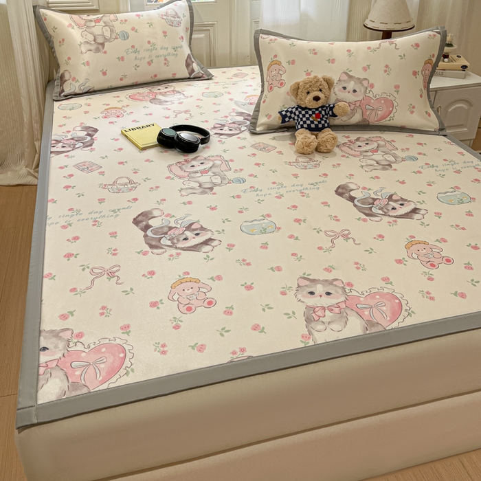 91家纺网 家纺一手货源 找家纺 （总）慕澄家纺 2025新款小清新萌宠系列碳光冰丝凉席