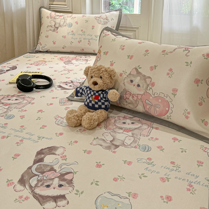 91家纺网 家纺一手货源 找家纺 （总）慕澄家纺 2025新款小清新萌宠系列碳光冰丝凉席