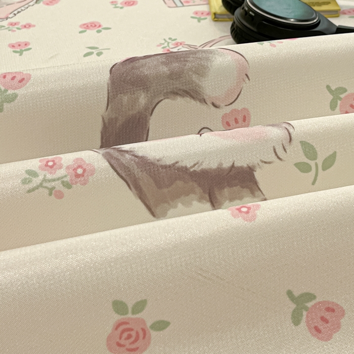 91家纺网 家纺一手货源 找家纺 慕澄家纺 2025新款小清新萌宠系列碳光冰丝凉席 爱心花朵猫