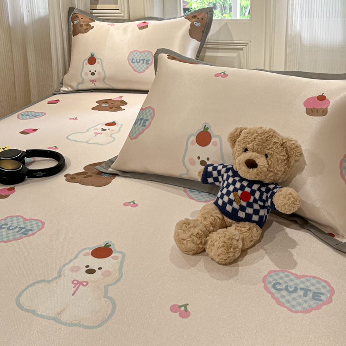 91家纺网 家纺一手货源 找家纺 慕澄家纺 2025新款小清新萌宠系列碳光冰丝凉席 蛋糕甜心犬