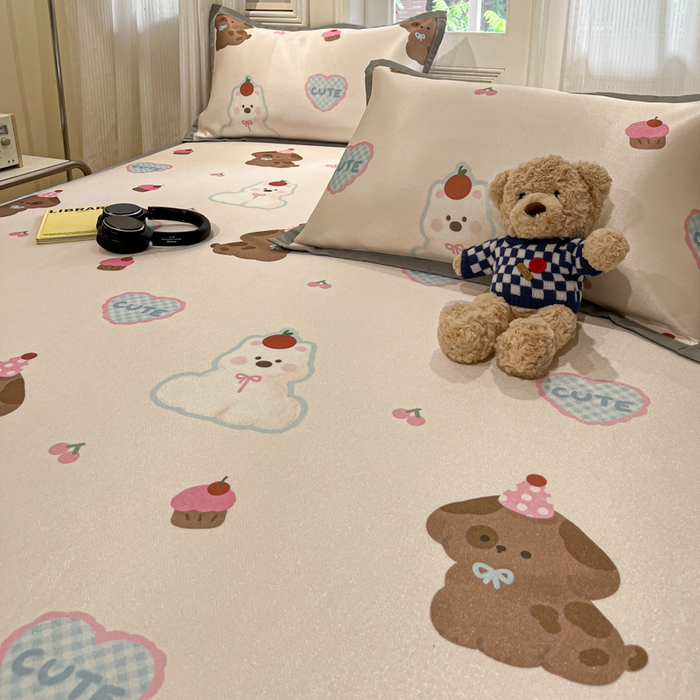 91家纺网 家纺一手货源 找家纺 慕澄家纺 2025新款小清新萌宠系列碳光冰丝凉席 蛋糕甜心犬