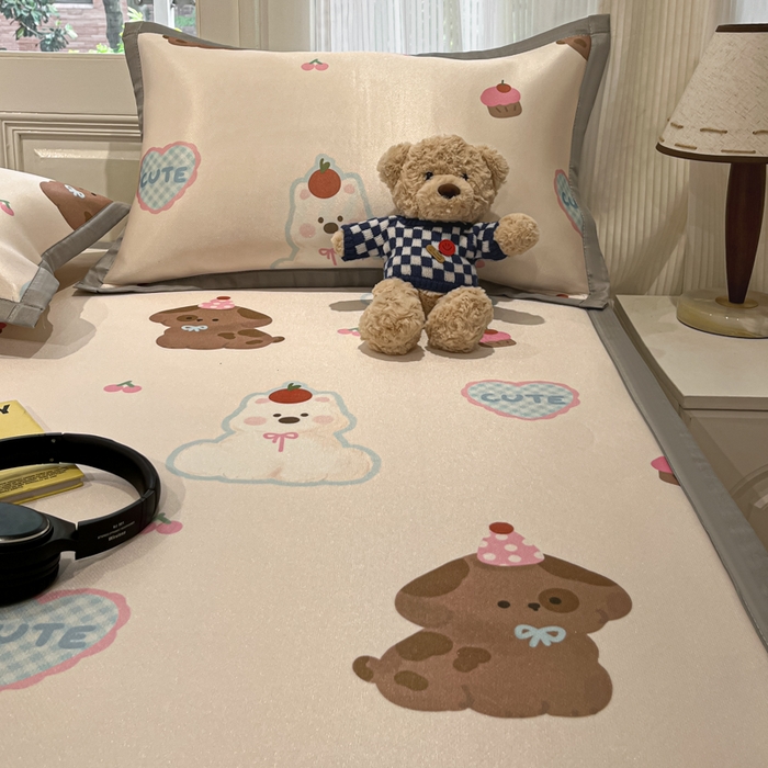 91家纺网 家纺一手货源 找家纺 慕澄家纺 2025新款小清新萌宠系列碳光冰丝凉席 蛋糕甜心犬