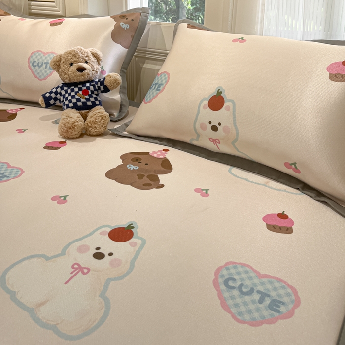 91家纺网 家纺一手货源 找家纺 慕澄家纺 2025新款小清新萌宠系列碳光冰丝凉席 蛋糕甜心犬