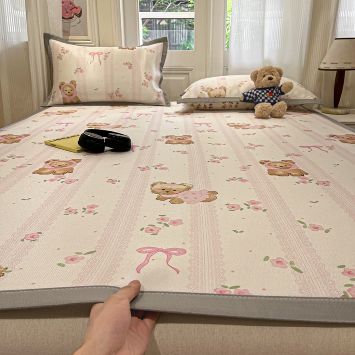 慕澄家纺 2025新款小清新萌宠系列碳光冰丝凉席 花花小奶犬