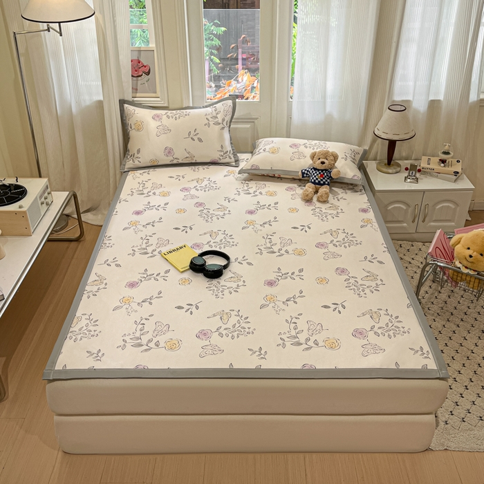 91家纺网 家纺一手货源 找家纺 慕澄家纺 2025新款小清新萌宠系列碳光冰丝凉席 花间