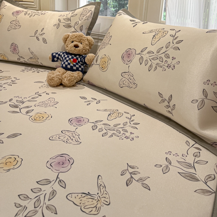 91家纺网 家纺一手货源 找家纺 慕澄家纺 2025新款小清新萌宠系列碳光冰丝凉席 花间