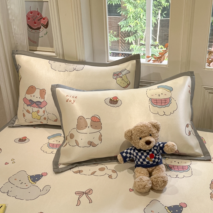 91家纺网 家纺一手货源 找家纺 慕澄家纺 2025新款小清新萌宠系列碳光冰丝凉席 猫猫礼物