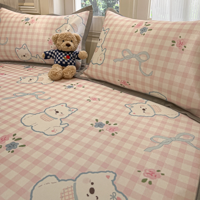 91家纺网 家纺一手货源 找家纺 慕澄家纺 2025新款小清新萌宠系列碳光冰丝凉席 西高地