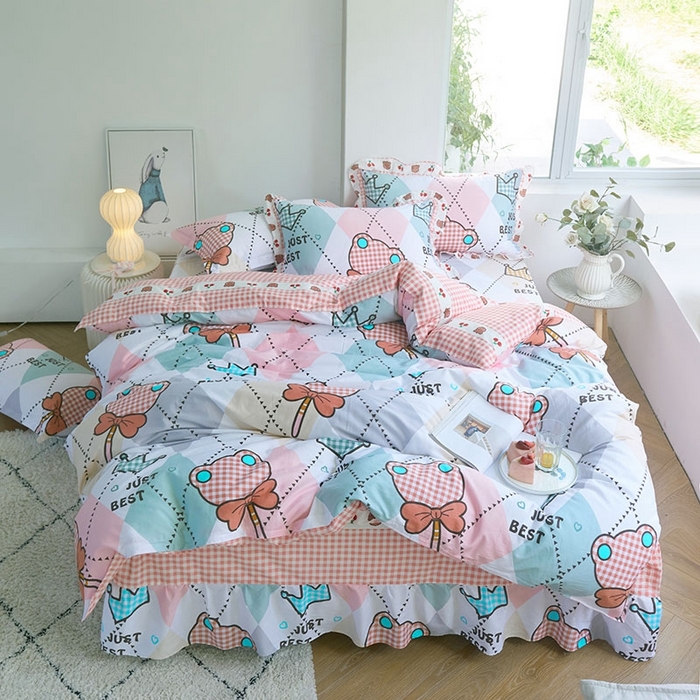 91家纺网 家纺一手货源 找家纺 （总）爱妮玖玖2025新款床裙信封枕四件套