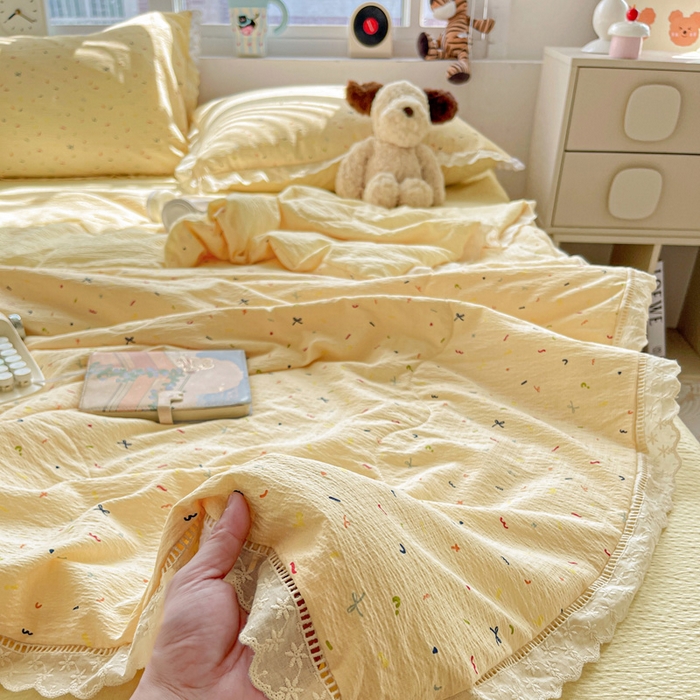 91家纺网 家纺一手货源 找家纺 （总）恋之语 2025春夏新款云感全棉纯棉花边款夏被夏凉被空调被四件套套件