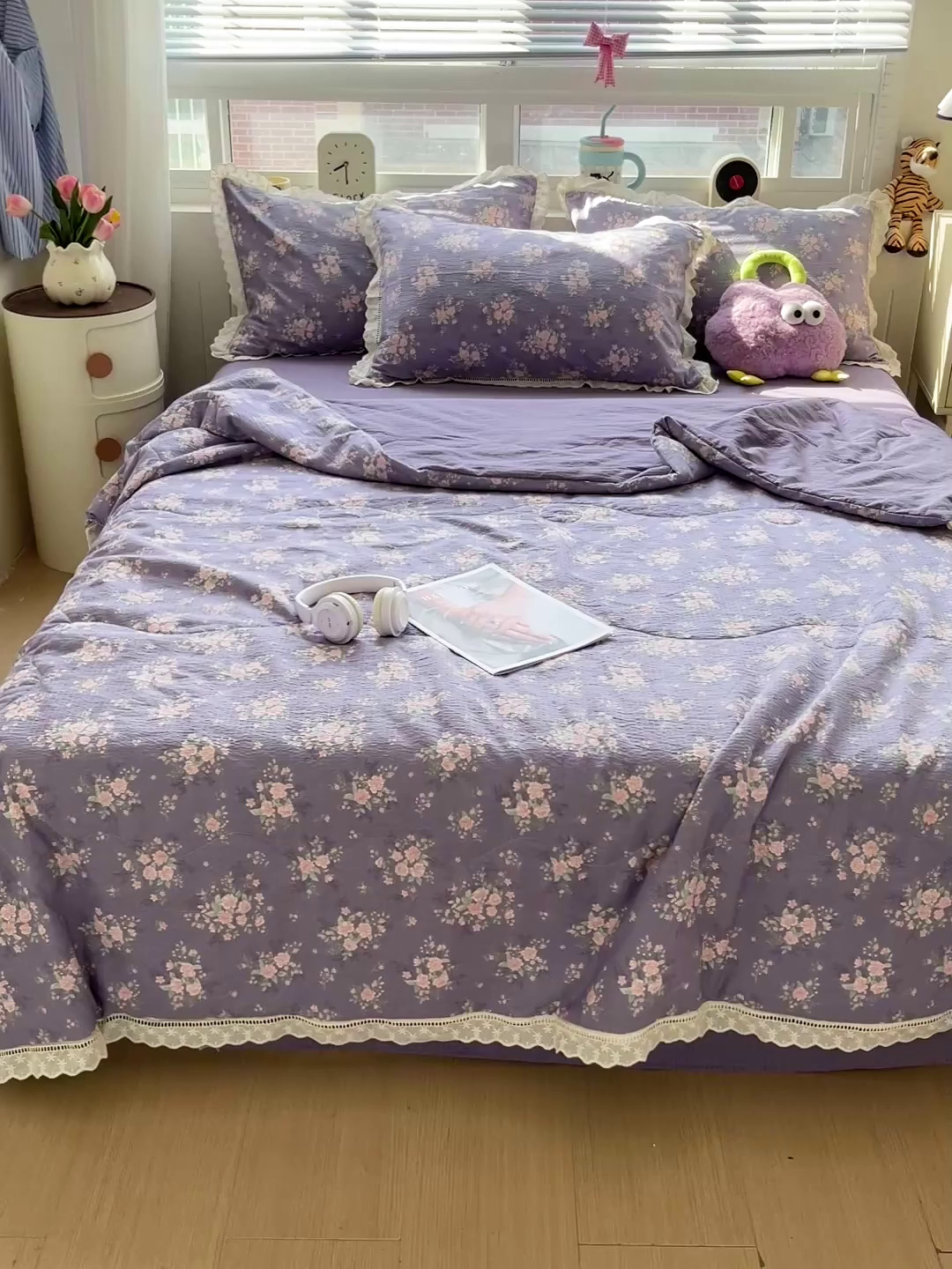 91家纺网 家纺一手货源 找家纺 恋之语 2025春夏新款云感全棉纯棉花边款夏被夏凉被空调被四件套套件 百福兰