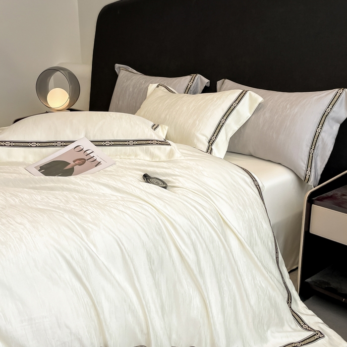 （总）帝王家纺 2025新款轻奢风双面水洗天丝提花刺绣四件套