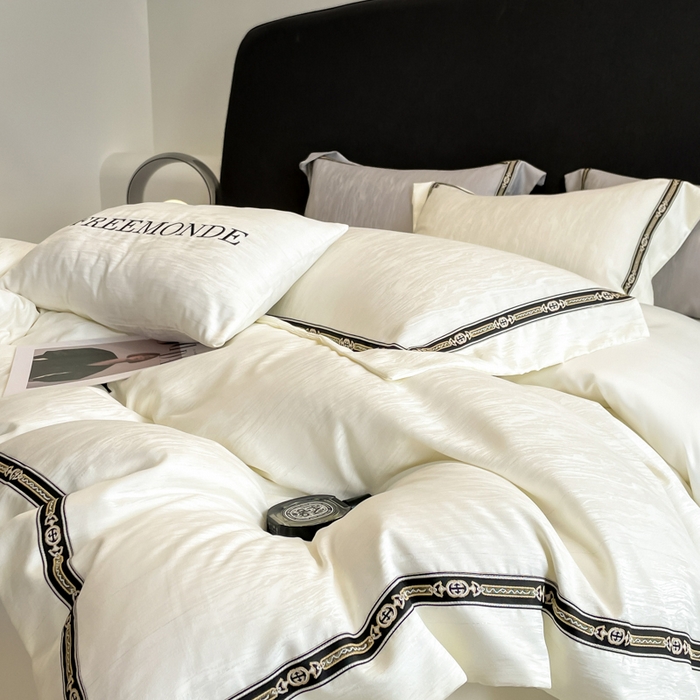 91家纺网 家纺一手货源 找家纺 （总）帝王家纺 2025新款轻奢风双面水洗天丝提花刺绣四件套