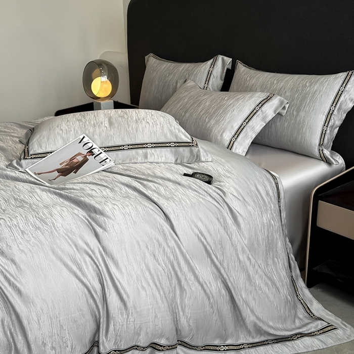 91家纺网 家纺一手货源 找家纺 （总）帝王家纺 2025新款轻奢风双面水洗天丝提花刺绣四件套