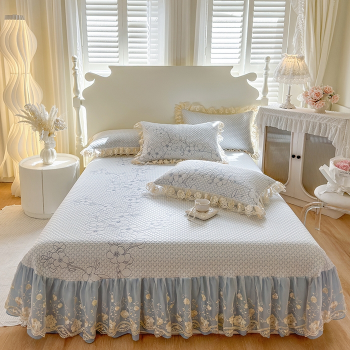 91家纺网 家纺一手货源 找家纺 网红馆（ck家纺） 2025新款PE冰席床盖三件套 蓝