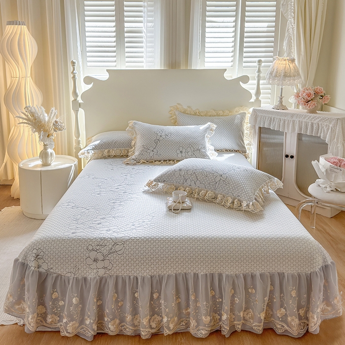 91家纺网 家纺一手货源 找家纺 网红馆（ck家纺） 2025新款PE冰席床盖三件套 灰