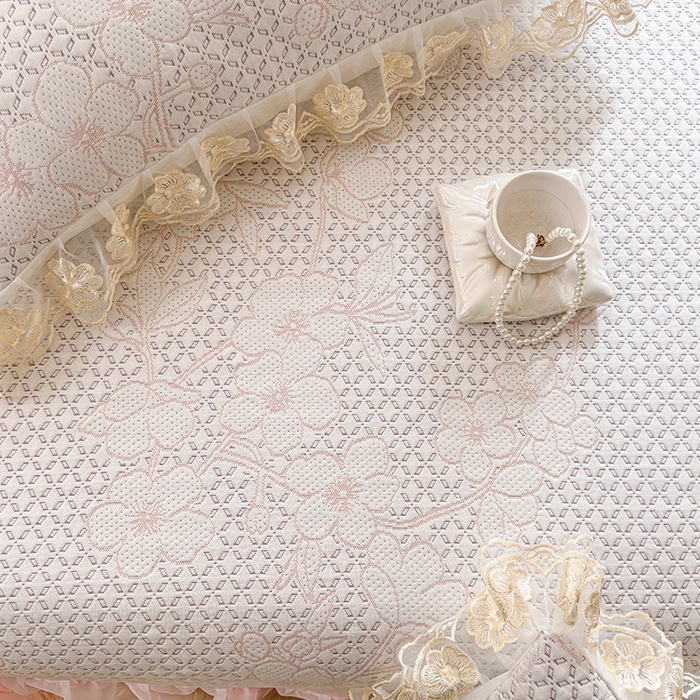 91家纺网 家纺一手货源 找家纺 网红馆（ck家纺） 2025新款PE冰席床盖三件套 粉