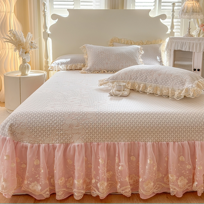 91家纺网 家纺一手货源 找家纺 网红馆（ck家纺） 2025新款PE冰席床盖三件套 粉